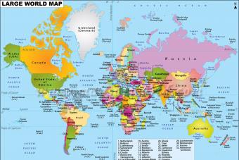 Velik zemljevid sveta z državami na celem zaslonu Tema: Sodobni politični zemljevid sveta